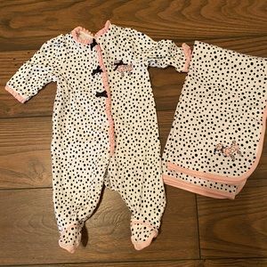 Little Me Footed Sleeper with matching blanket